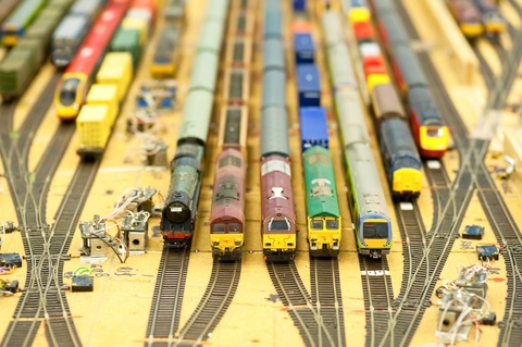 N scale trains on yard track